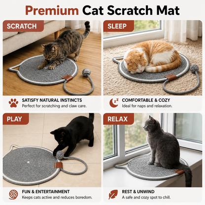 Sisal Cat Scratching Mat with Padded Lounging Area