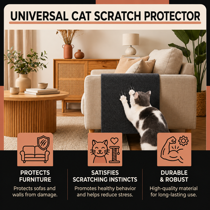 Self-Adhesive Cat Scratching Mat for Furniture & Wall Protection