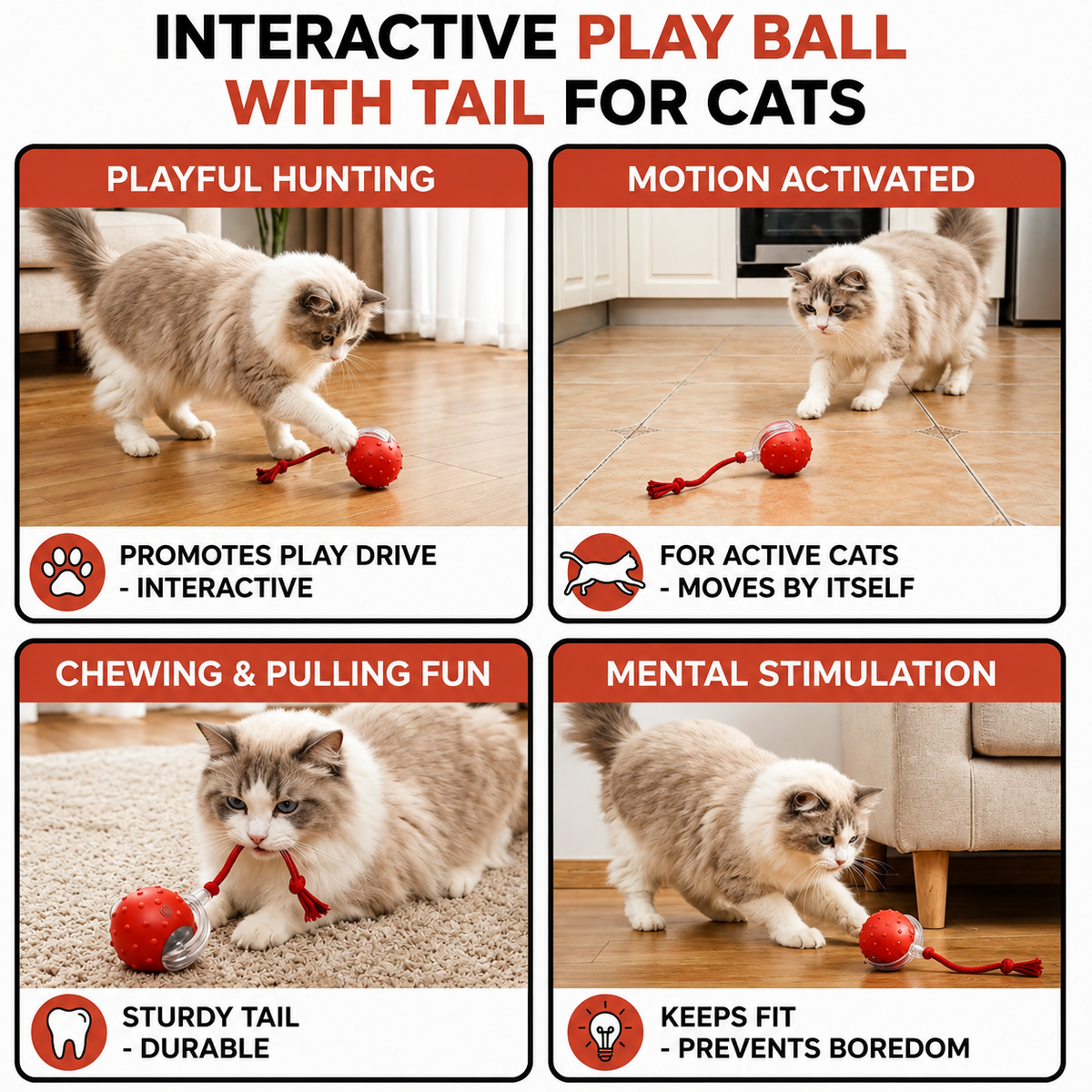 Smart Chase Ball for Cats – Automatic Rolling Toy with Obstacle Detection & USB Rechargeable Battery