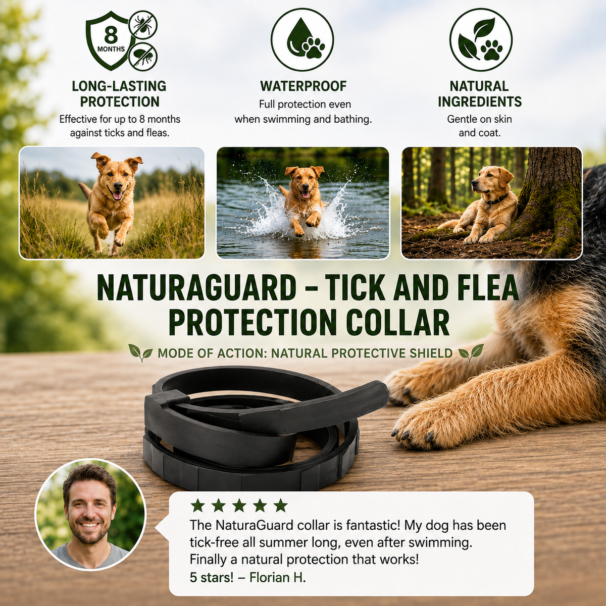 2-in-1 Calming Flea & Tick Collar for Dogs & Cats