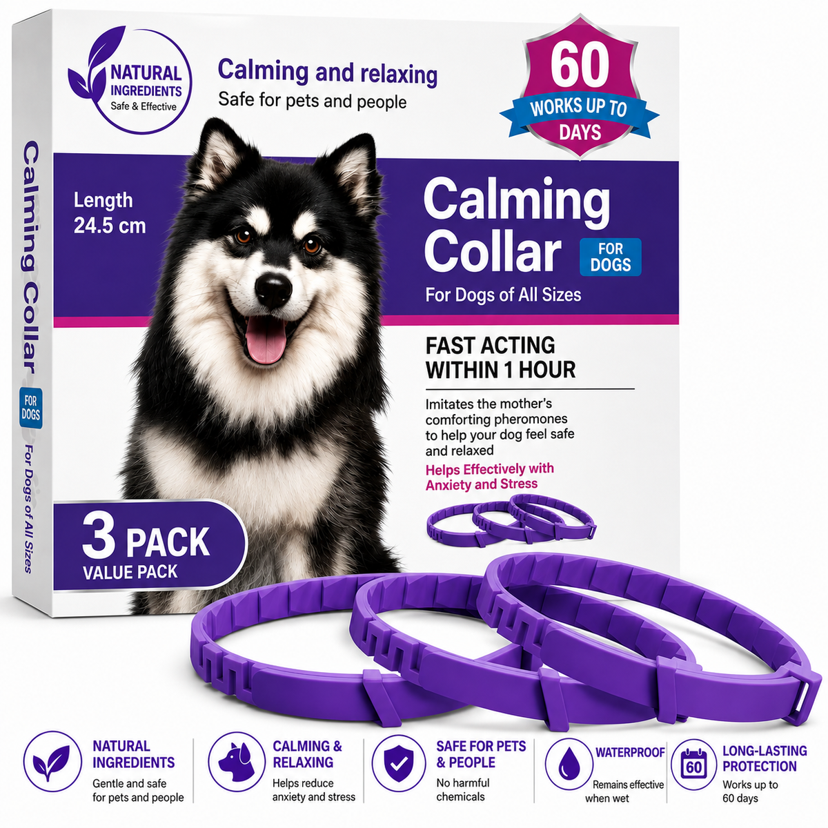 2-in-1 Calming Flea & Tick Collar for Dogs & Cats