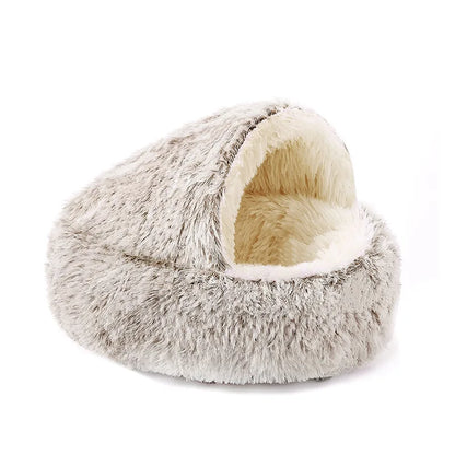2-in-1 Convertible Plush Cat Cave Bed
