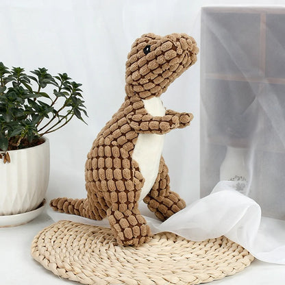 Plush Dinosaur Dog Toy with Squeaker