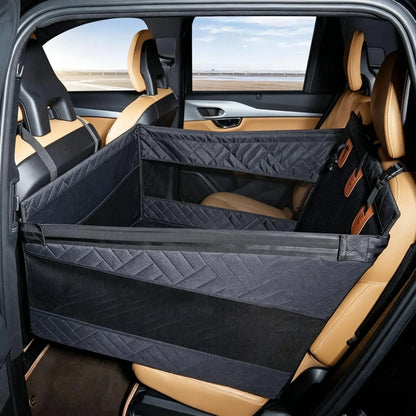 Waterproof Dog Car Back Seat Cover with Hard Bottom & Mesh Window