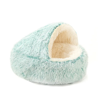 2-in-1 Convertible Plush Cat Cave Bed