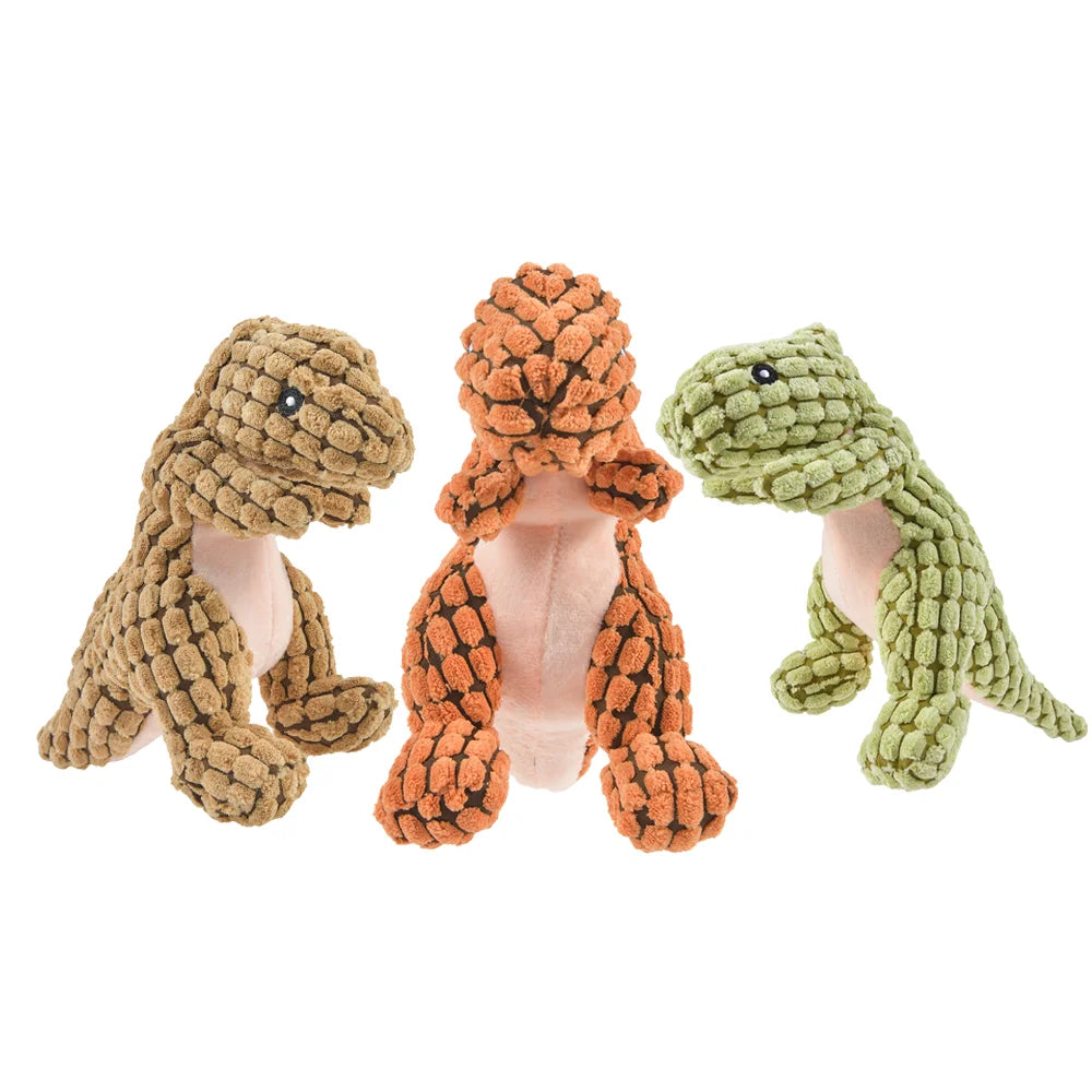 Plush Dinosaur Dog Toy with Squeaker